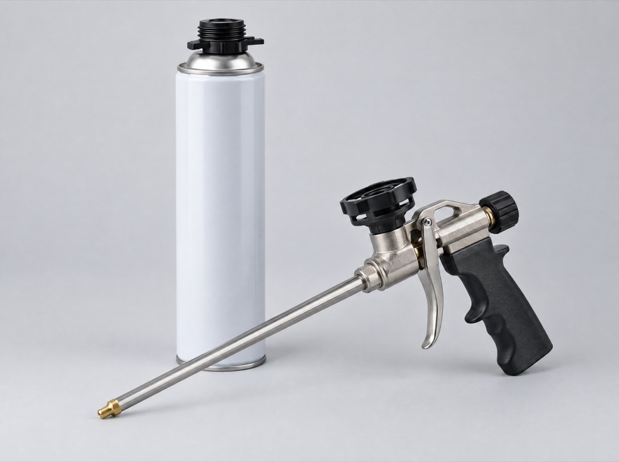 Spray foam can and foam applicator gun