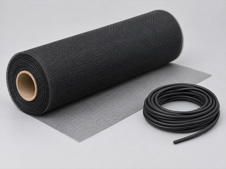 Roll of window screen mesh with spline cord