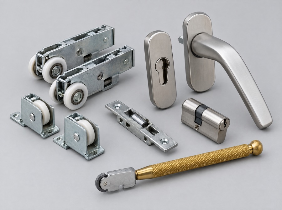 Window and door hardware, rollers, lock set and handle